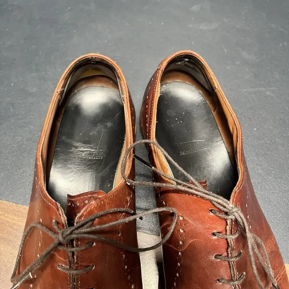 Allen Edmonds Manhattan Oxford Walnut Brown Leather Derby Dress Shoes USA 10.5 D